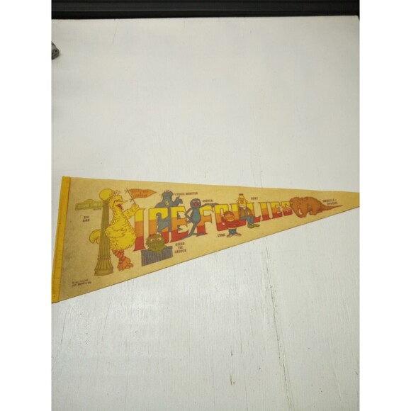 Sesame Street Muppets Ice Follies Pennant Flag Vintage 1974 Big Bird Bert Ernie - Picture 1 of 2